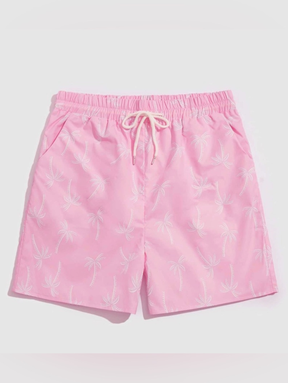 ROMWE Pink Palm Tree Swim Trunks